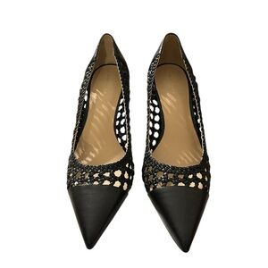 Ann Taylor Black Heels with Intricate Cutout Design